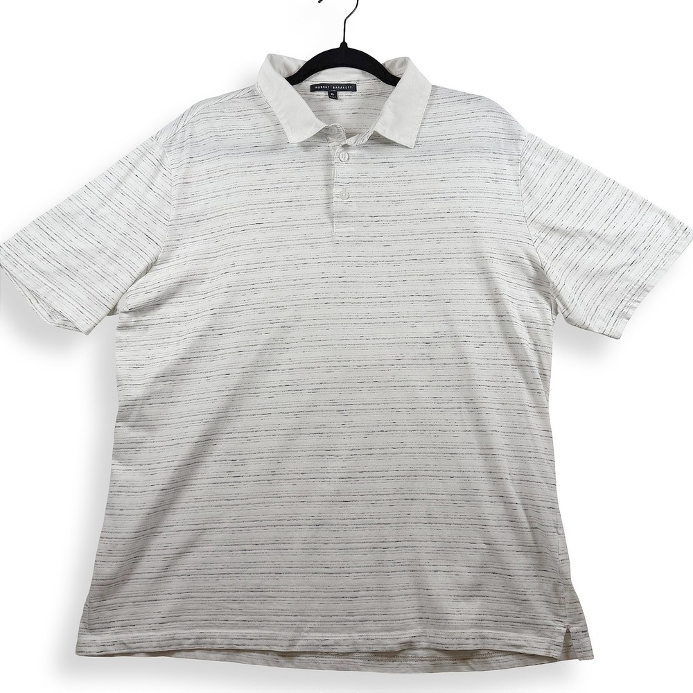 Robert Barakett Torchwood Mens XL White Gray Space Dye Short Sleeve Polo Shirt